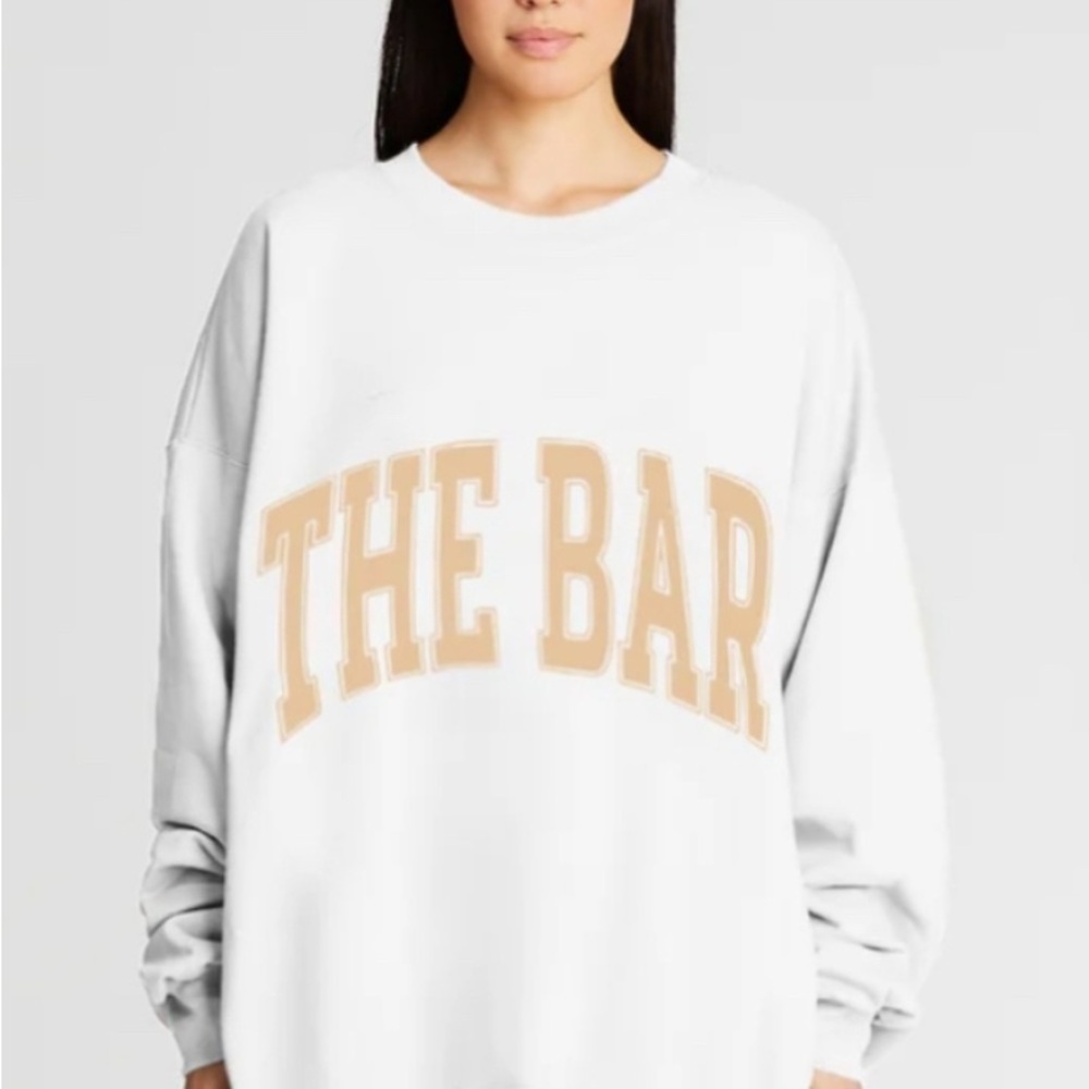 The Bar White Sweatshirt with Tan Logo